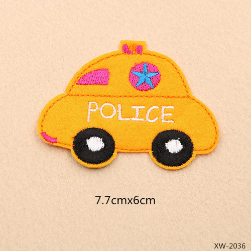 A polícia bordou patches desenhos animados de carro patches bolsa chapéu