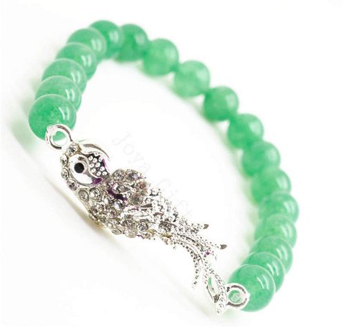 Pulsera de piedras preciosas de aventurina verde con pieza de loro de aleación Diamante