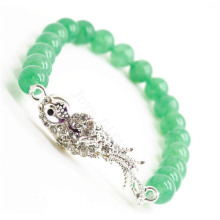 Pulsera de piedras preciosas de aventurina verde con pieza de loro de aleación Diamante