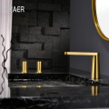 Golden Finished 3 Hole Hot Cold Brass Faucet