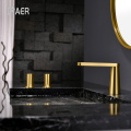 3 Hole Faucet Golden Finished 3 Hole Hot Cold Brass Faucet Manufactory