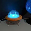 RGB Wooden UFO Night Light مع الأجانب