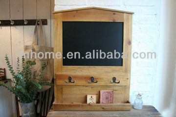 multiple vintage industry wooden blackboard shelf with hooks