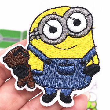 Dessin animé petit homme jaune patchs fer sur broderie