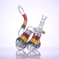 Pipe de gourde, tuyau d'eau en verre borosilicate avec lignes colorées, tuyau en verre en pierre, bang en verre avec bol de 14 mm, narguilé en verre