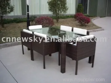 Outdoor Wicker Furniture Dining Set With 6 Chairs 