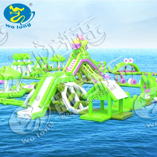 PVC adult inflatable water park, inflatable floating water slide