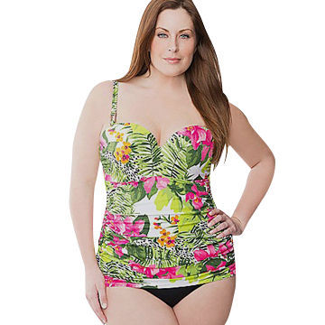 Plus Size Tankini Matching Sexy Panty, Made of 80% Nylon and 20% Spandex, OEM Tankini Factory