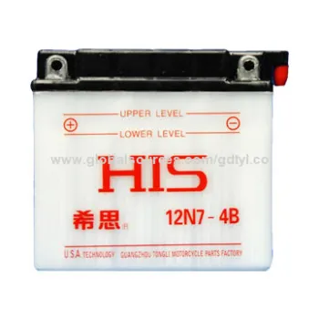 Conventional battery with 12V/7Ah, acid bottle attached