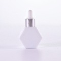 Hexagon Shape White Glass Bottle With silver Dropper