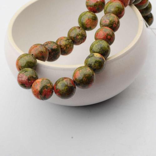 14MM Loose natural Gemstone Unakite Round Beads for Making jewelry