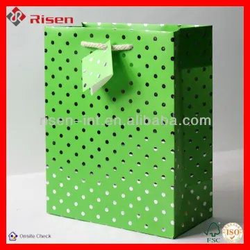 Green Gift Bag with metallic foil stamping covering entire bag