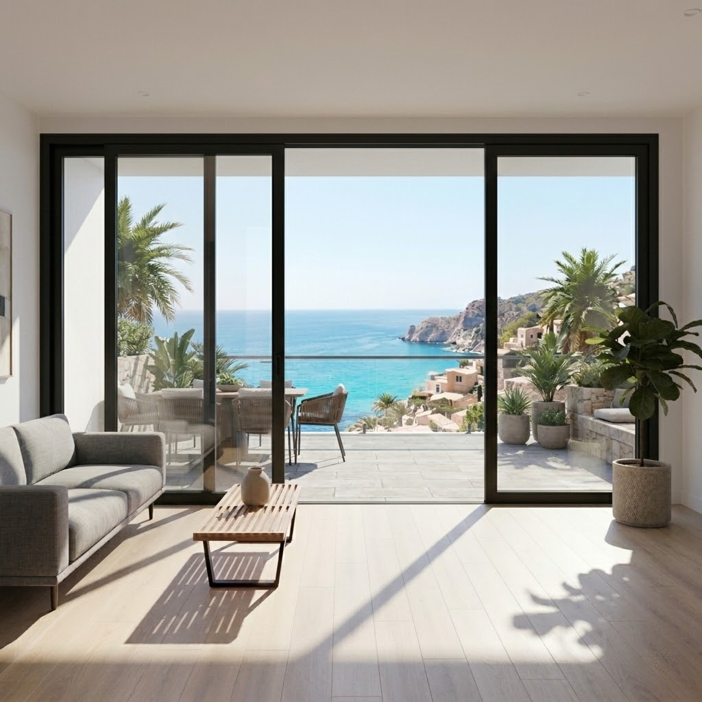 Space-Saving Aluminum Sliding Door Design for Small Balcony