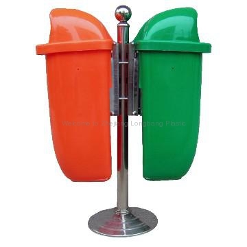 50L Twin Plastic Dustbin with Centre Pole and Locking System