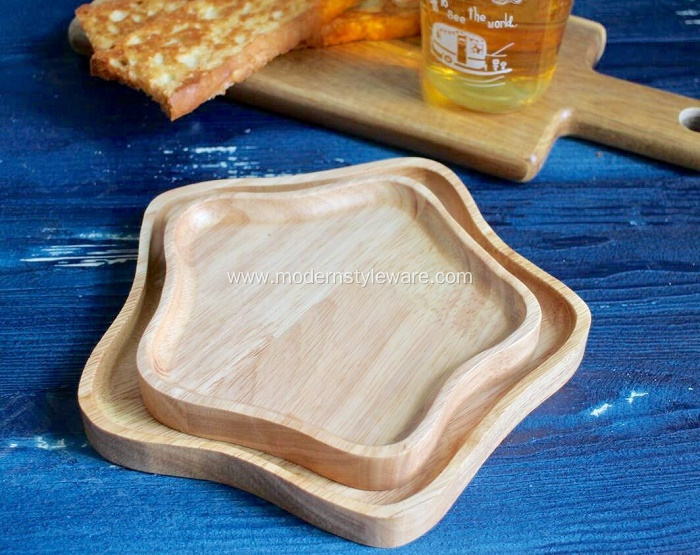 2-pieces Wooden Dessert Plates Set