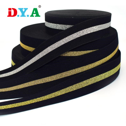 Custom gold silver glitter lurex elastic for dress