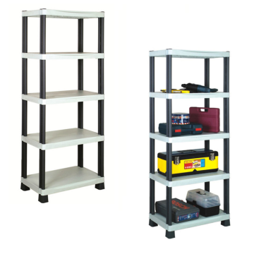 5 Tier Black Plastic Heavy Duty Shelving Racking Adjustable Storage Unit