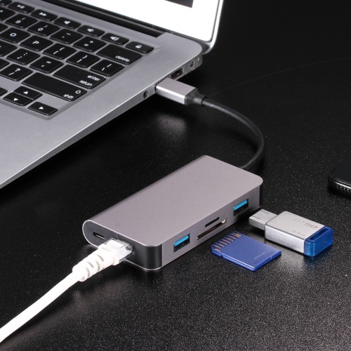 6 in 1 Multiport USB-C Hot USB C HUB With RJ45 Networks Supplier