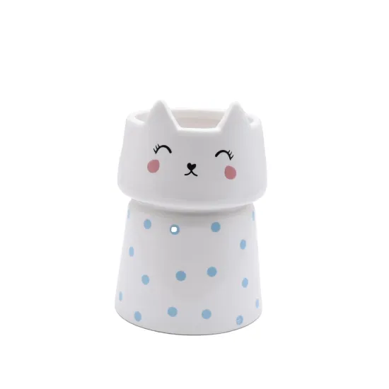 Cute Cat Head Ceramic Vase - Abstract Flower Tube Decor