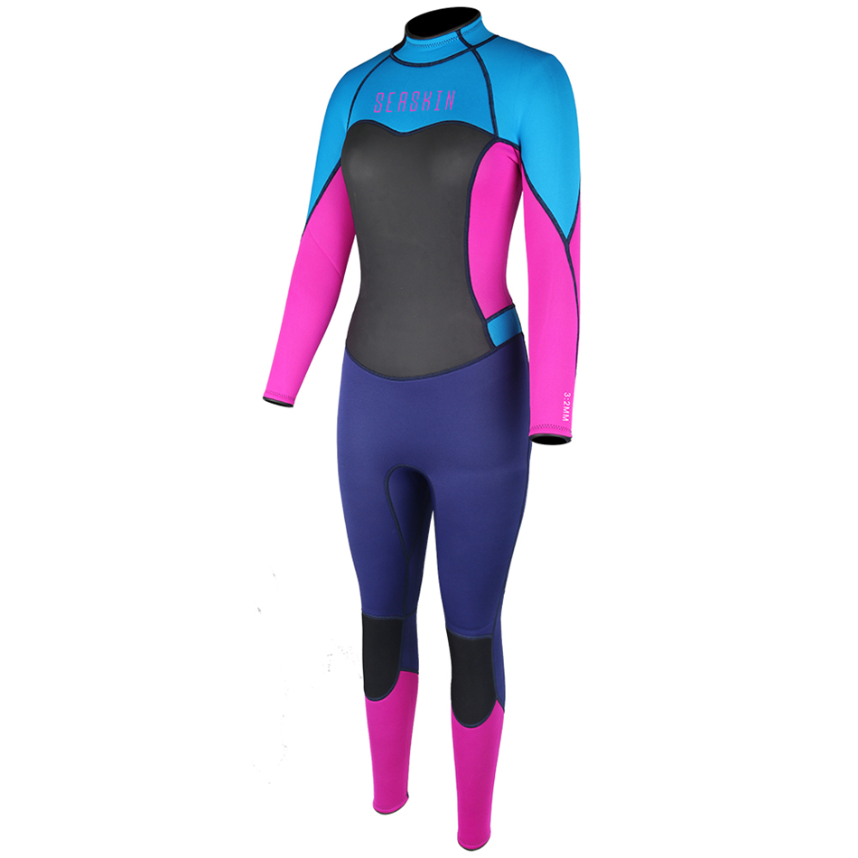 Seaskin Womens 3/2mm Neoprene Full Surfing Wetsuit