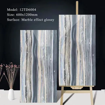 Vogue Design Glossy Glazed Marble Look Porcelain Tiles - 600x1200