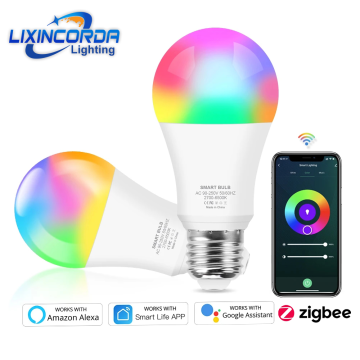 Lampadina smart lampadina a LED ZIGBee E27 Tuya WiFi RGB Dimmable Bulb con app SmartLife e Controllo vocale