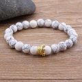 XQNI 9 Designs For Choice with Gray Natural Stone & White Howlite Elasticity Rope Strand Beads Bracelets For Unisex Jewelry Gift