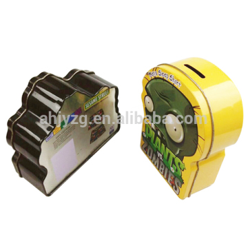factory directly fancy shape metal tin money saving box