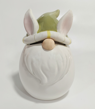 Green Clover Print Small Bunny Resin Storage Canister