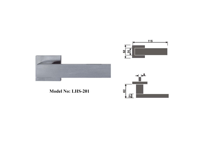 Stainless Steel Solid Door Handles on Square Rose