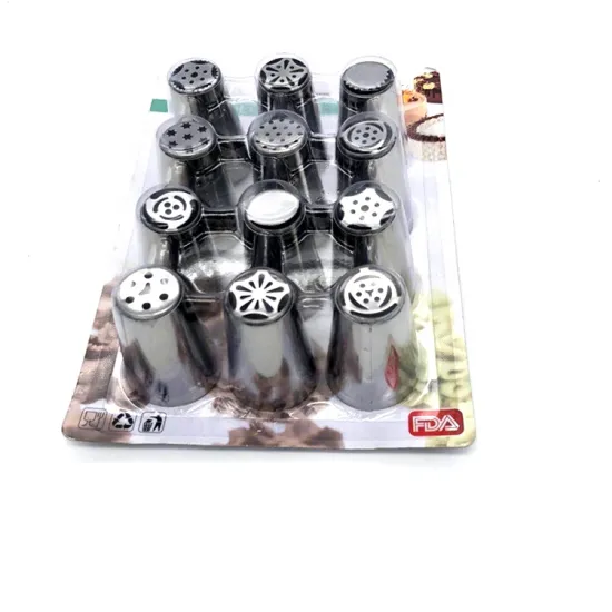 High Quality 12pcs Stainless Steel Cake Decorating Nozzles Floral Piping Tip Set