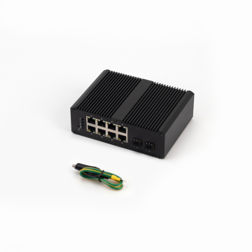 High Power DIN Rail Industrial Switch with 8x 10/100/1000M RJ45 and 2x 100/1000M SFP Slots