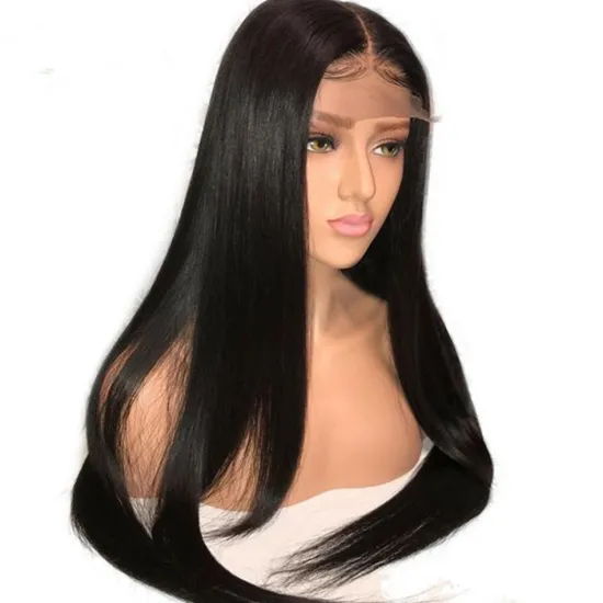 Glueless Natural Human Hair Lace Front Wig for Black Women - Raw Cambodian Hair Straight Lace Frontal Wig
