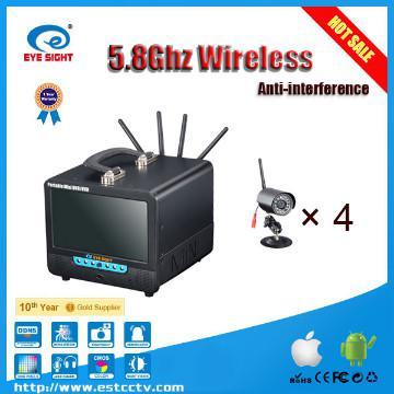 household portable 5.8G 7 inch lcd screen h.264 wireless DVR kit