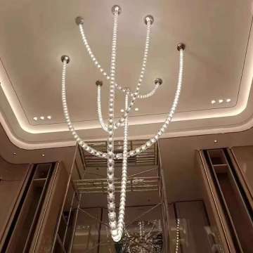Modern Villa Luxurious Duplex with Glass Staircase and Elegant Chandeliers