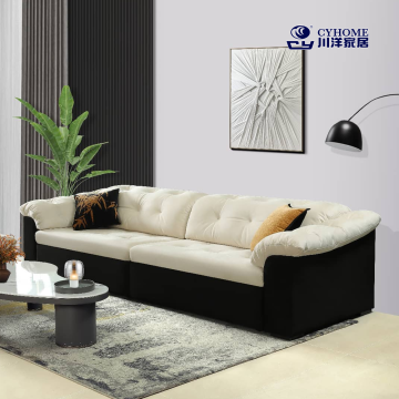 Elegantes Sofa aus zweifarbigem Stoff in Schwarz-Beige