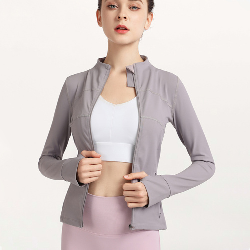 Wholesale Women Zipper Jacket Spandex Nylon Pink