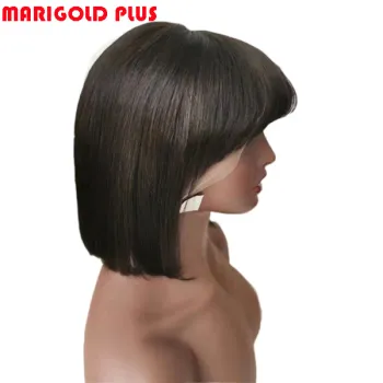 Short Bob Wig women Vendors Brazilian Remy Hair Straight Pre Plucked Black Brown Wig Human Hair Lace Front Wigs