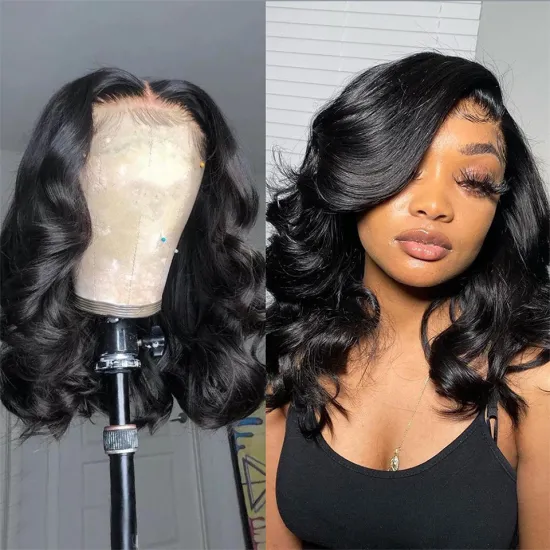 BIS Short 4x4 Frontal Lace Body Wave Bob Wigs With Brazilian 150 Density Transparent Lace Closure Wigs Hair For Black Woman