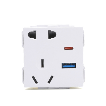 Soket dinding kaca standard 16A Jerman yang disesuaikan dengan port USB (jenis A+C, Model C)