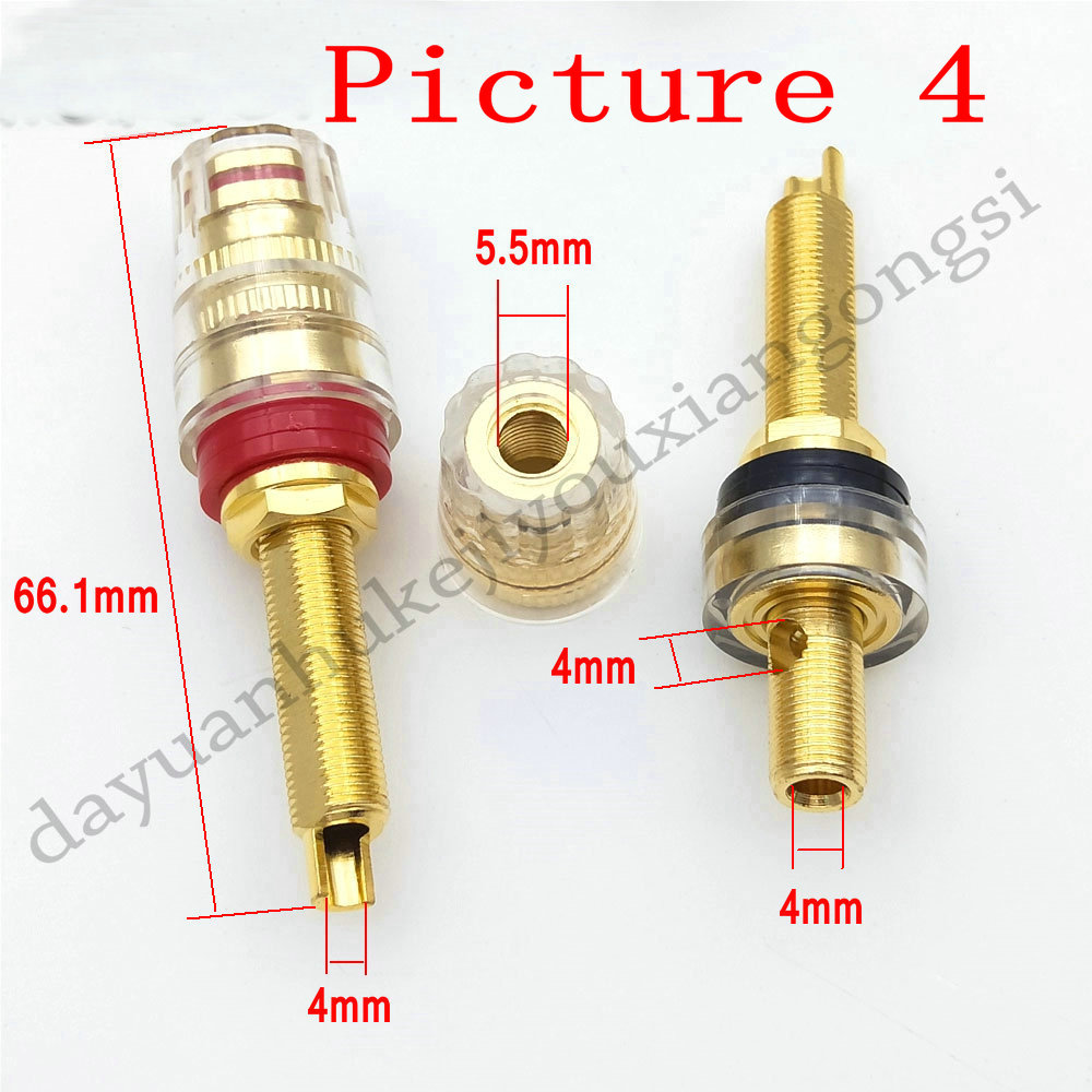 2pcs Long Binding Post adapter Crystal Shell Speaker Amplifier Audio Plug Match 4mm Banana Plug Terminals