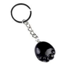 Black Obsidian Foot Keychain 22x25mm Children Feet Palm Feet Stone Pendant Key Accessories