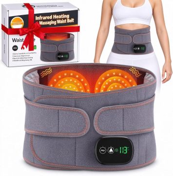 Vital Care Heated Lower Back Massage Belt, 3 Vibration Levels, Touchscreen, Adjustable, Grey, Parent Gift