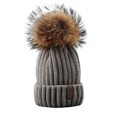 Winter Baby Slouchy gebreide muts met bont Pom