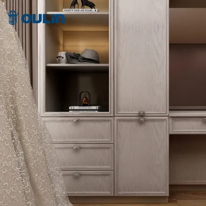 sliding doors wood bedroom closet with dressing table