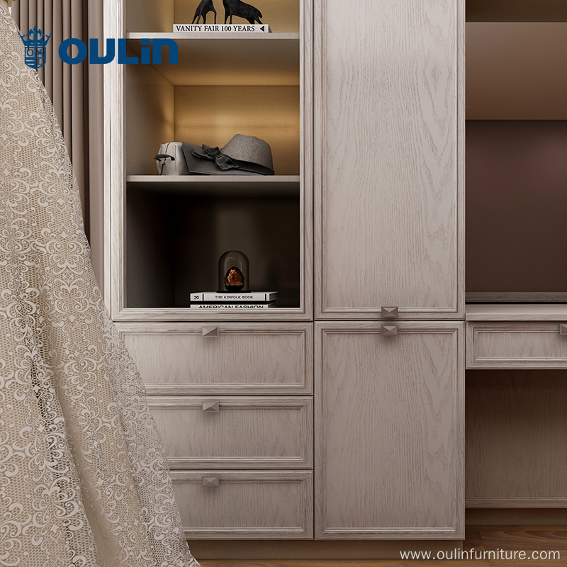 sliding doors wood bedroom closet with dressing table