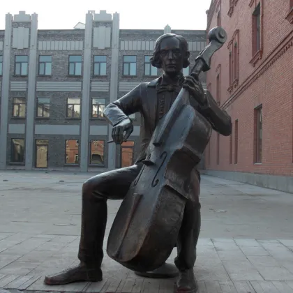 Cello Player Modern Bronze Sculpture BS114A