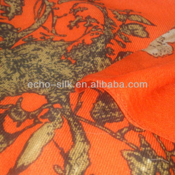 35% silk 65%wool twill scarf in digital print