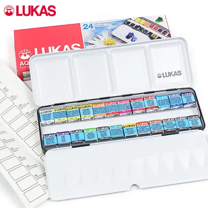 Lukas Solid Watercolor Paint Imported Germany 24 Colors Transparent Professional Water Color Sketching Portable Art Supplies