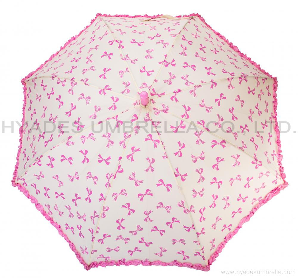 Girl Cute Frill Auto Open Kids Umbrella